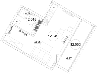 Студия, 27.14 м²