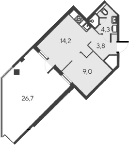 2-комн., 31.3 м²