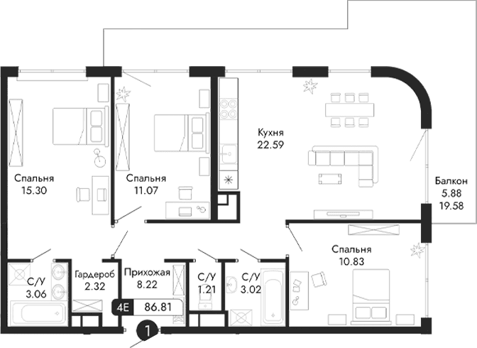 4-комн., 80.93 м²