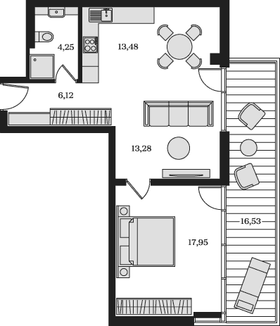 2-комн., 55.08 м²