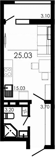 Студия, 21.93 м²