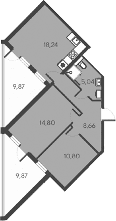 3-комн., 57.54 м²