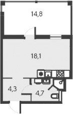 Студия, 27.1 м²