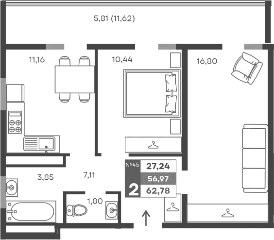 2-комн., 51.16 м²