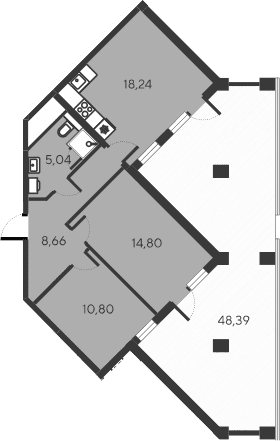 3-комн., 57.54 м²