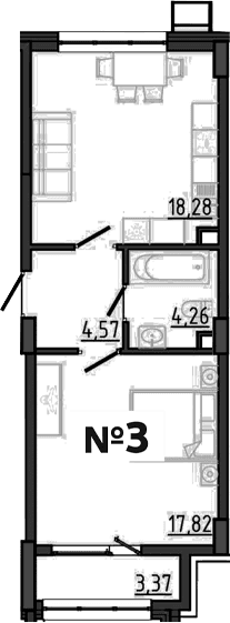 1-комн., 44.92 м²