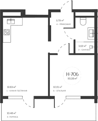 2-комн., 39.85 м²