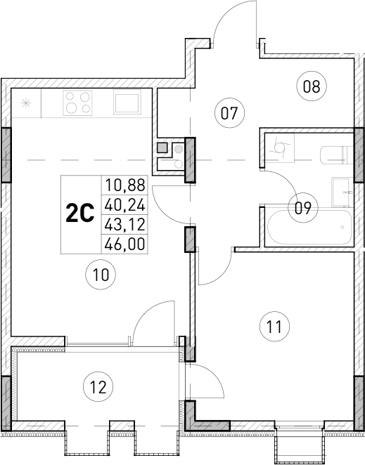 1-комн., 40.24 м²