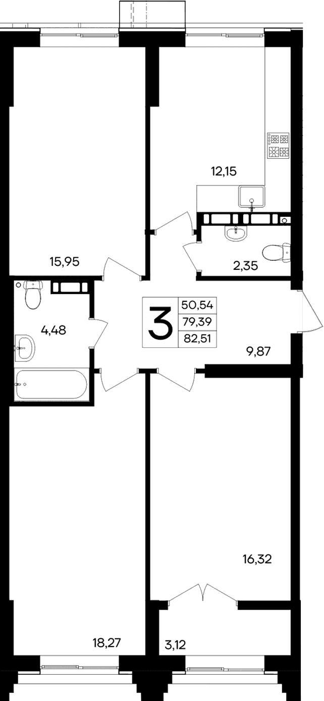 3-комн., 79.39 м²