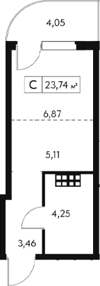 Студия, 22.53 м²