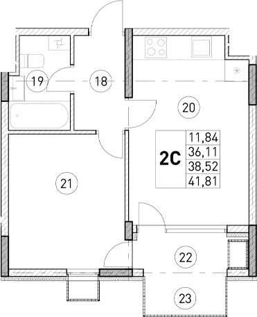 1-комн., 36.11 м²