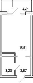 Студия, 22.61 м²