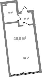 Студия, 40.8 м²