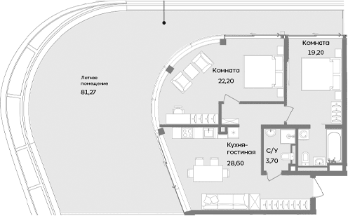 3-комн., 73.7 м²