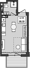 Студия, 25.3 м²
