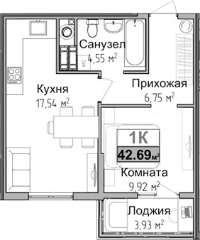 1-комн., 36.8 м²