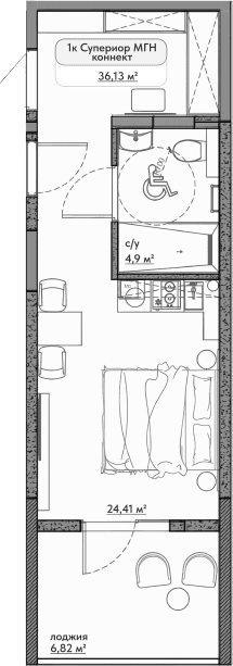 Студия, 29.31 м²