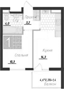 1-комн., 31.8 м²
