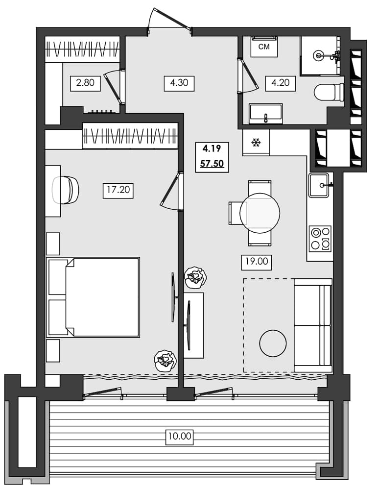 1-комн., 47.5 м²