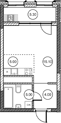 Студия, 29.25 м²