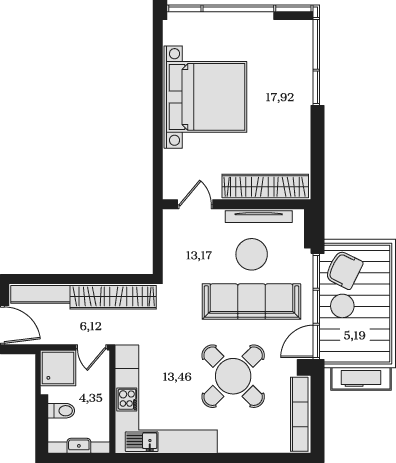 2-комн., 55.03 м²