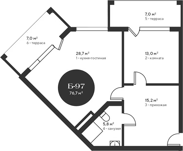2-комн., 62.7 м²