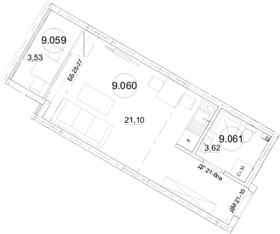 Студия, 24.72 м²
