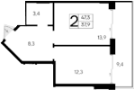 1-комн., 37.9 м²