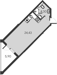 Студия, 28.73 м²
