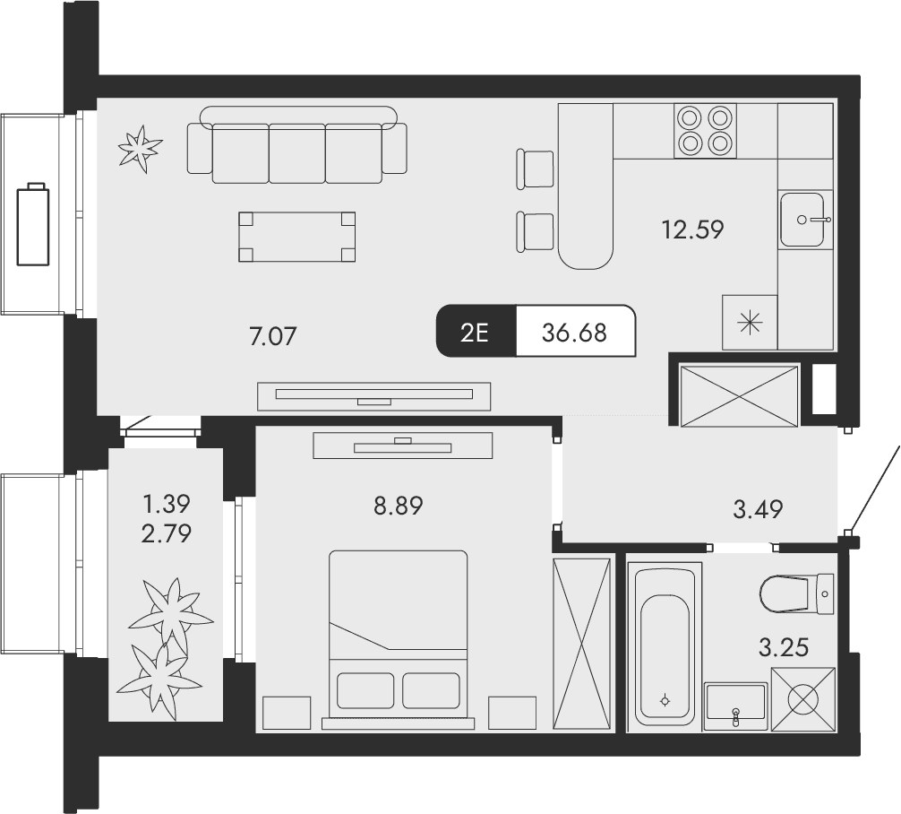 2-комн., 35.29 м²