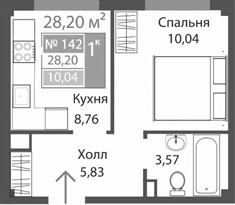 1-комн., 28.2 м²