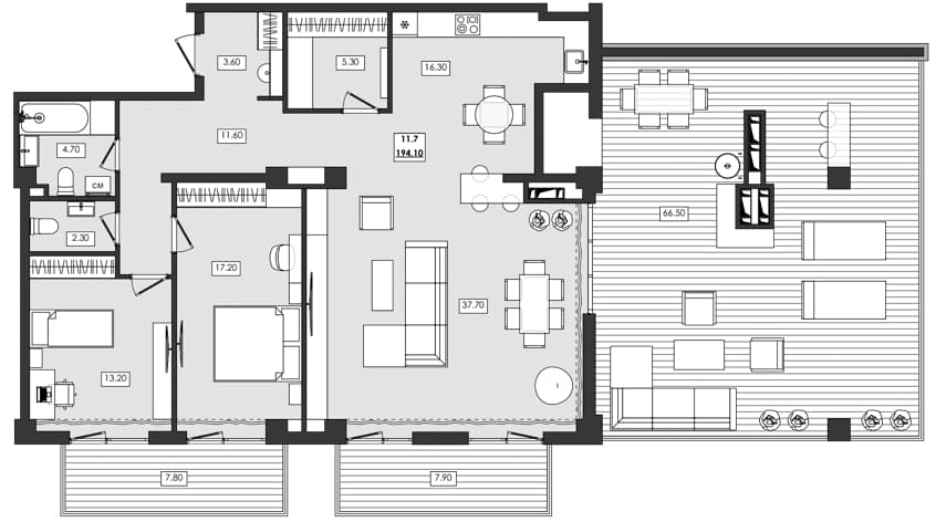 2-комн., 111.9 м²