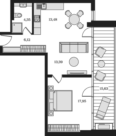 2-комн., 55.29 м²