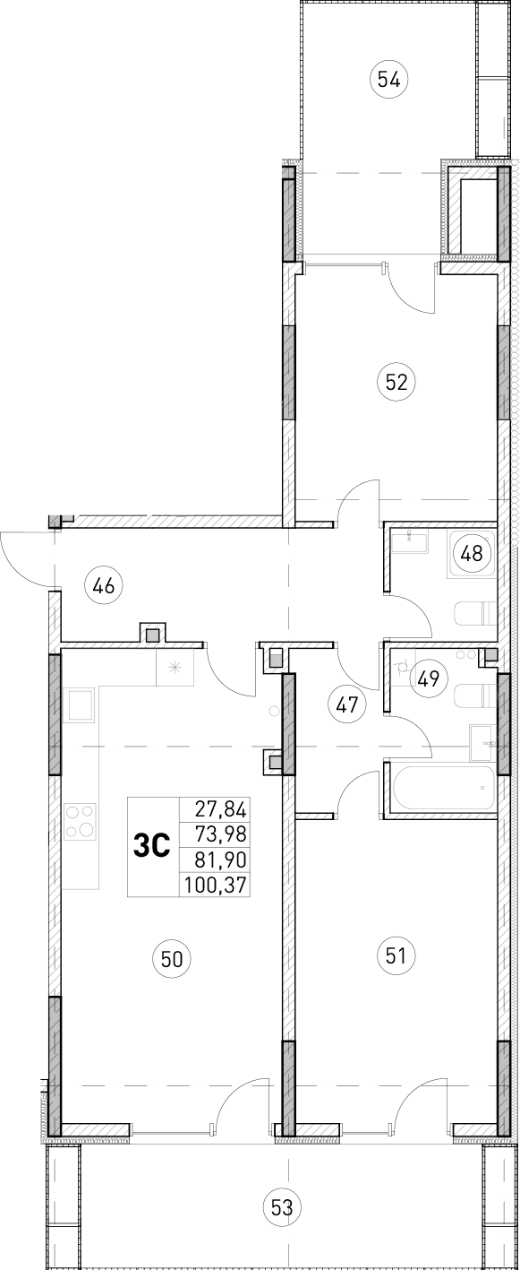 2-комн., 73.98 м²