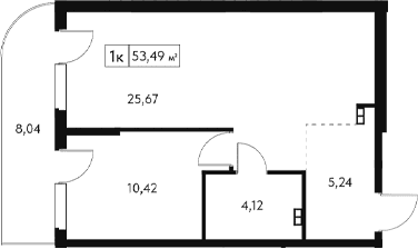 1-комн., 45.45 м²