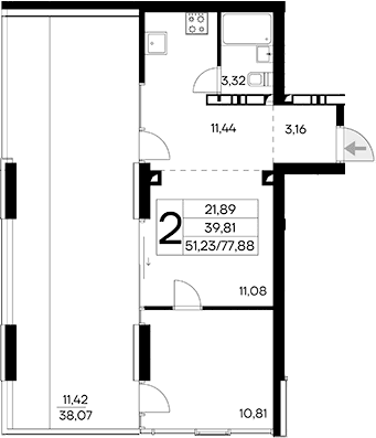 1-комн., 66.46 м²