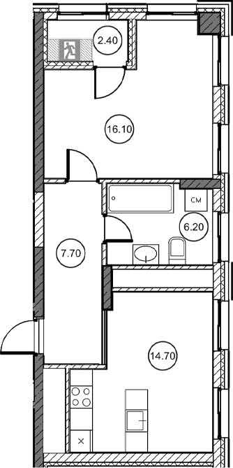 1-комн., 44.6 м²