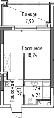 Студия, 31.92 м²