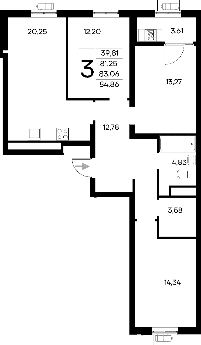 3-комн., 81.25 м²