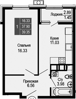 1-комн., 37.9 м²