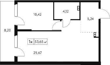 1-комн., 45.45 м²