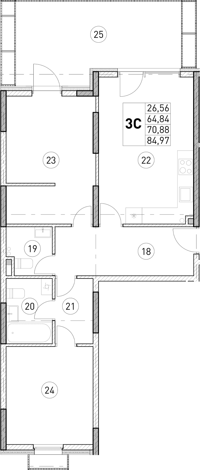 2-комн., 64.84 м²