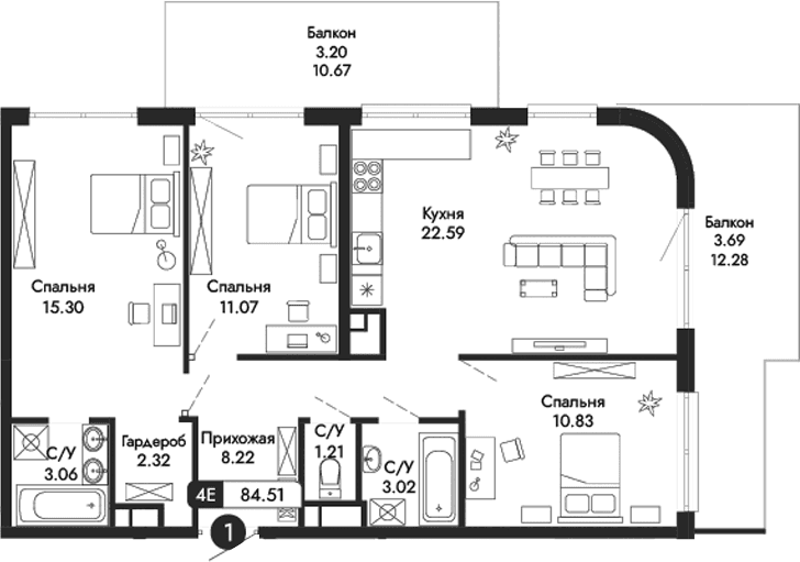 4-комн., 77.62 м²