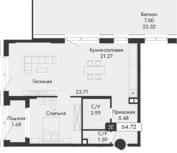 Своб. план., 56.04 м²