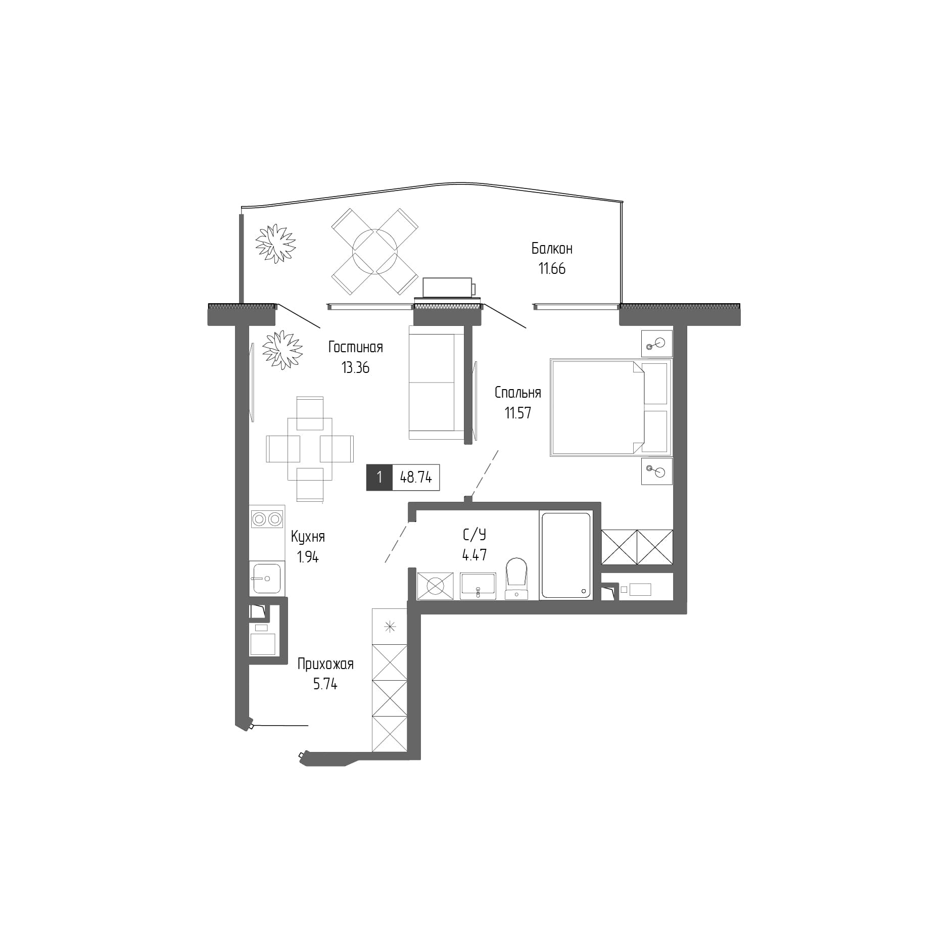 2-комн., 37.08 м²