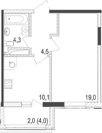 1-комн., 37.9 м²