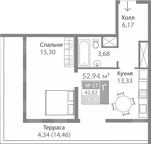 1-комн., 38.48 м²