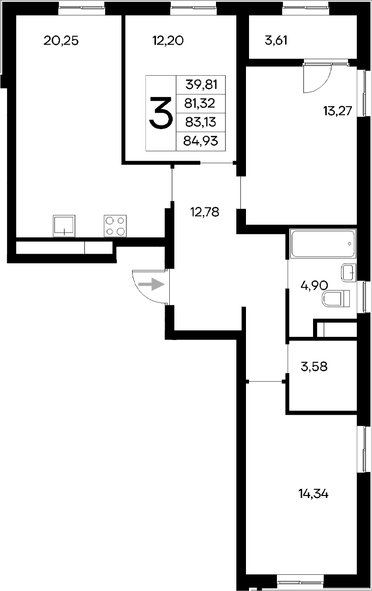 3-комн., 81.32 м²