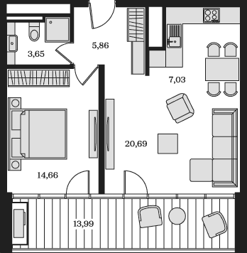 2-комн., 51.89 м²