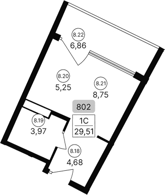 Студия, 22.65 м²